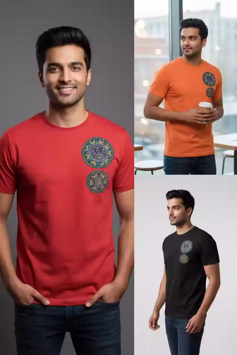 Thumbnail: मंडल पुष्प (Mandal Pushp) Mithila Handpainted T-Shirt