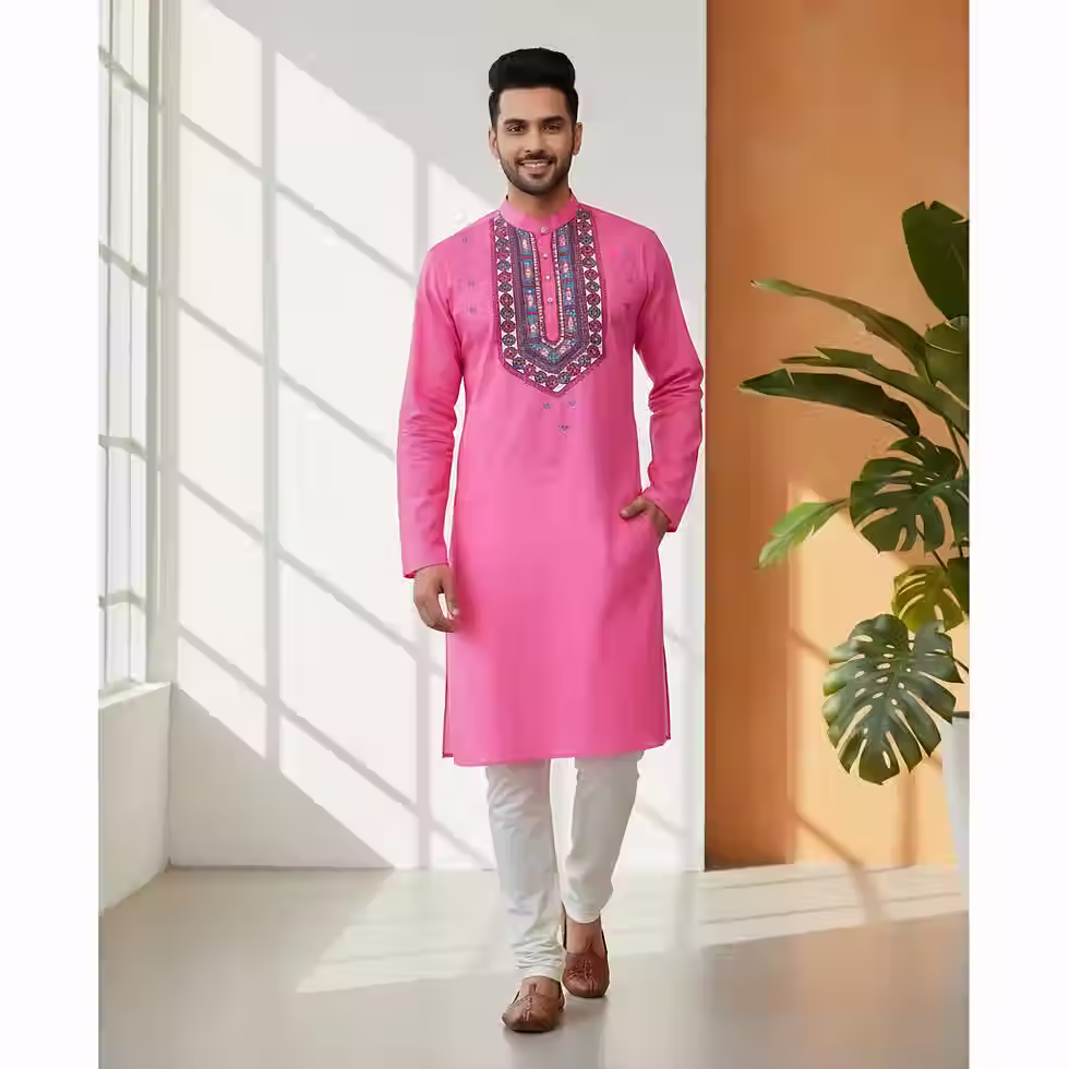 Thumbnail: Vibrant Madhubani Floral Pattern Kurta