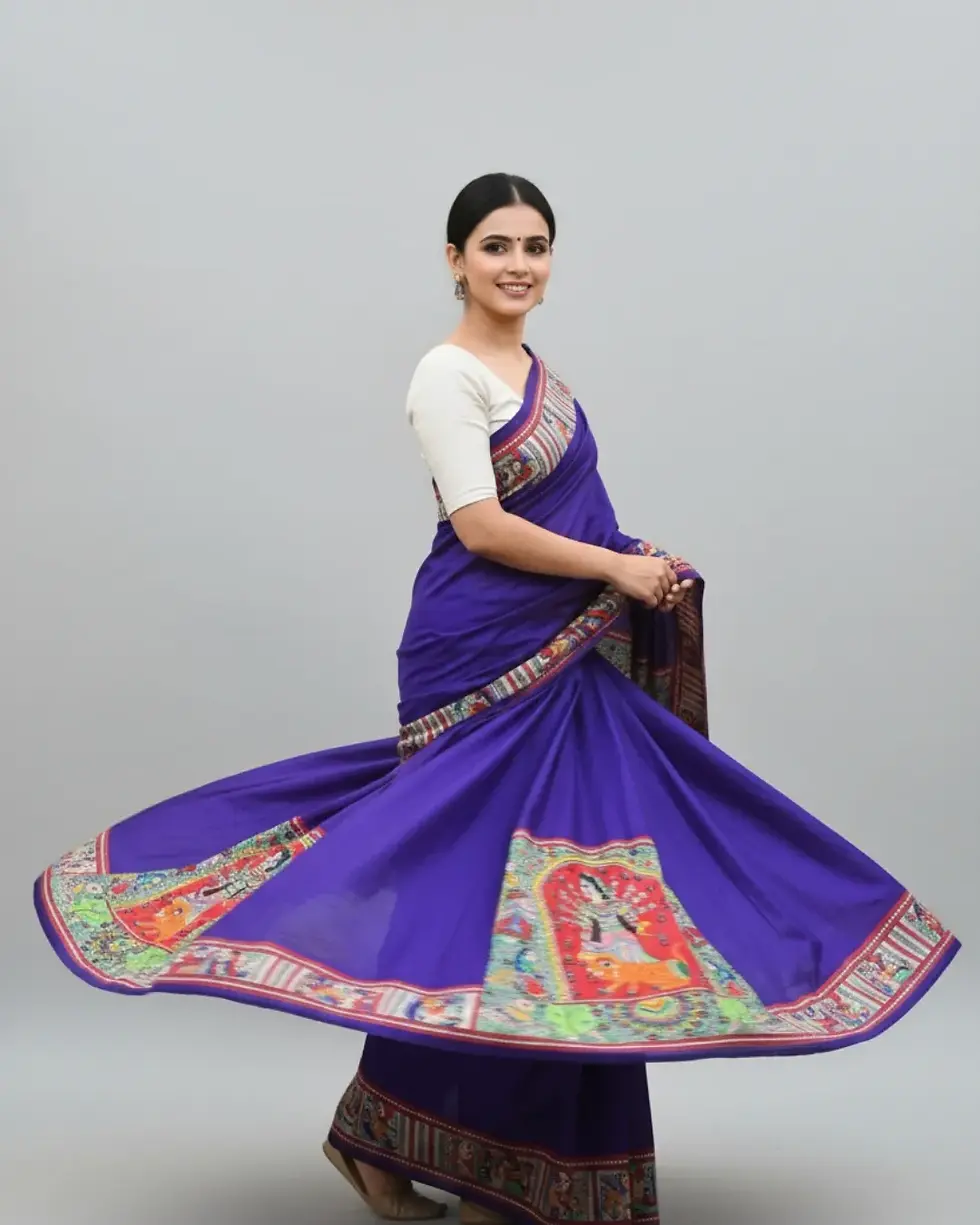 Thumbnail: Handpainted Madhubani Devi Saree – Authentic Mithila Art