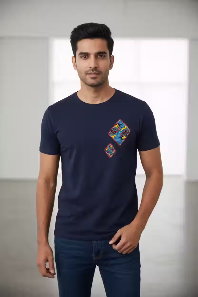 Thumbnail: मत्स्य मणि (Matsya Mani) Mithila Handpainted T-Shirt