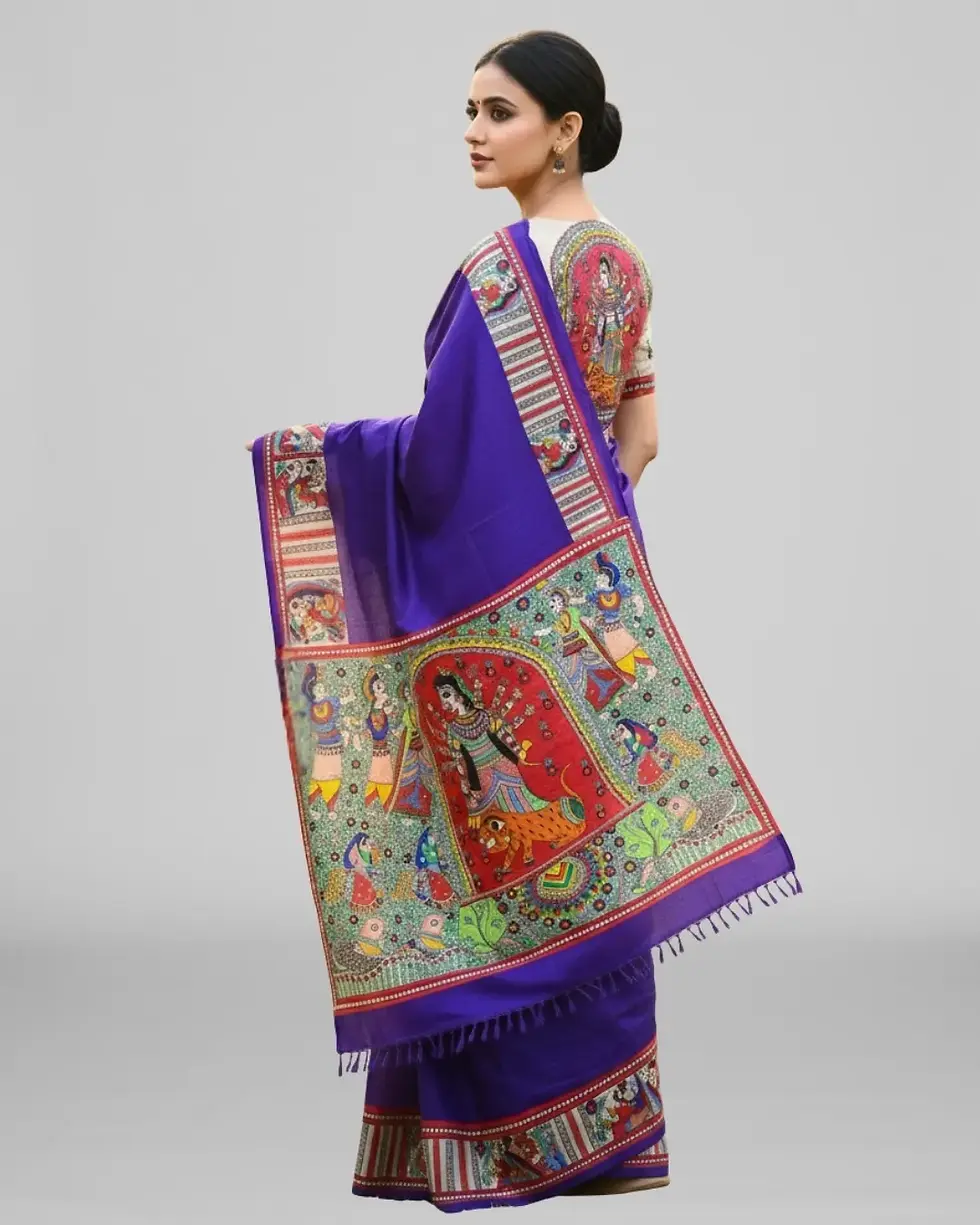 Thumbnail: Handpainted Madhubani Devi Saree – Authentic Mithila Art