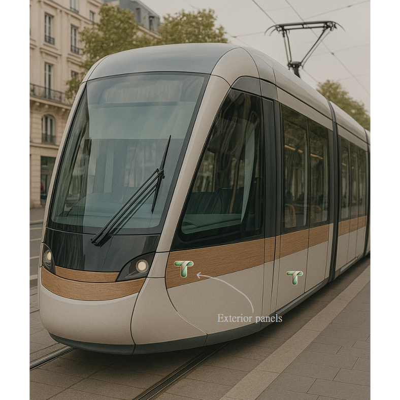 a trim fabricated with sustainable natural abaca biocomposite