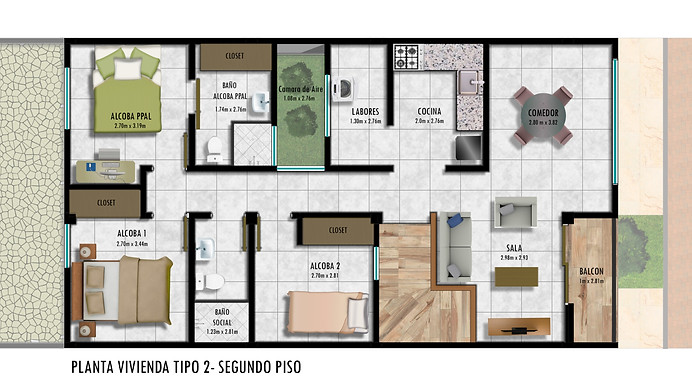 Apartamento tipo 2  Buelvar del Rio Monteria 