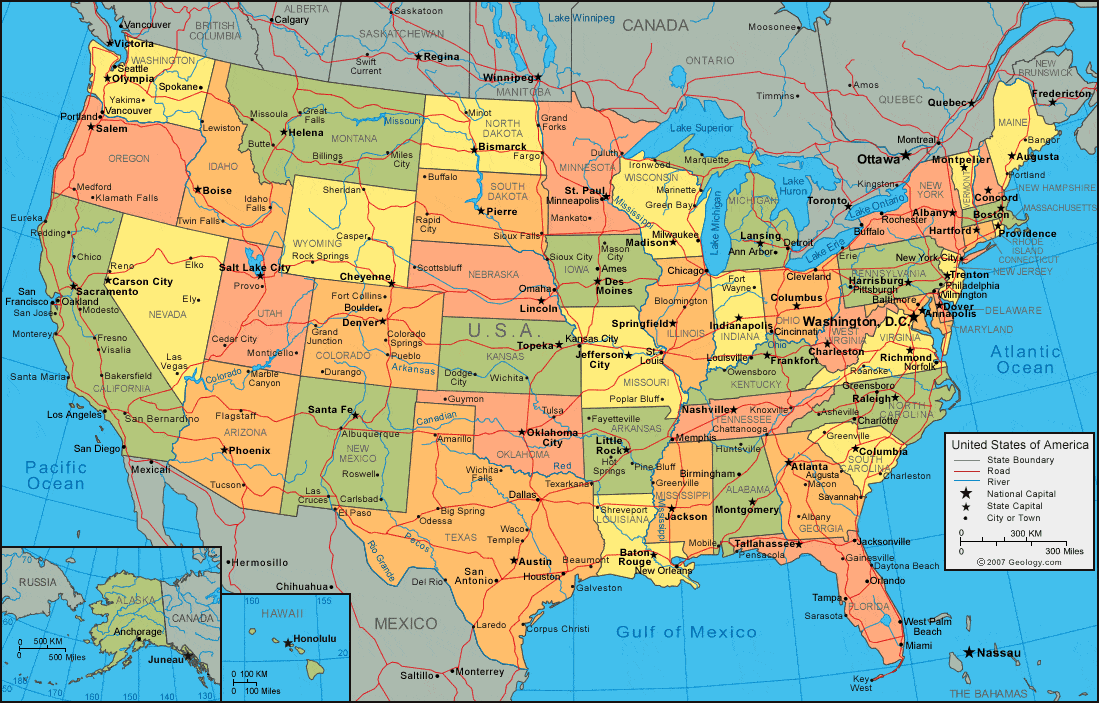 USA MAP with Nearby Cities