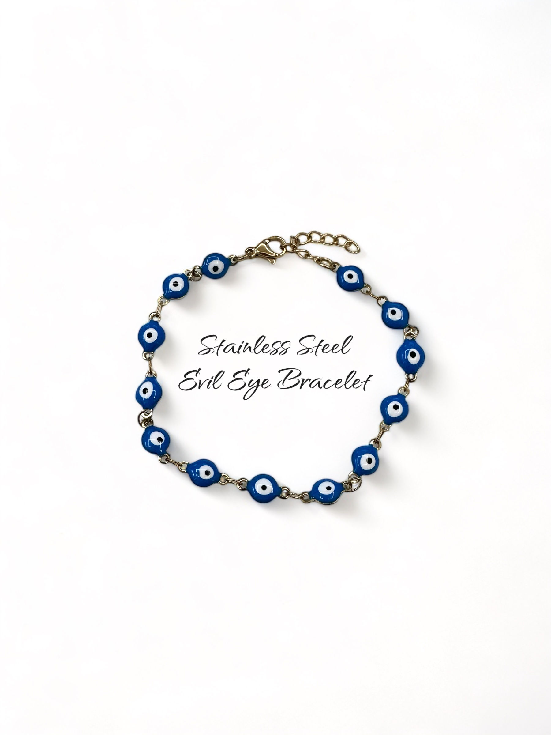 18K Gold Plated Evil Eye Bracelet | Gifts for her | Stainless Steel | Adjustable