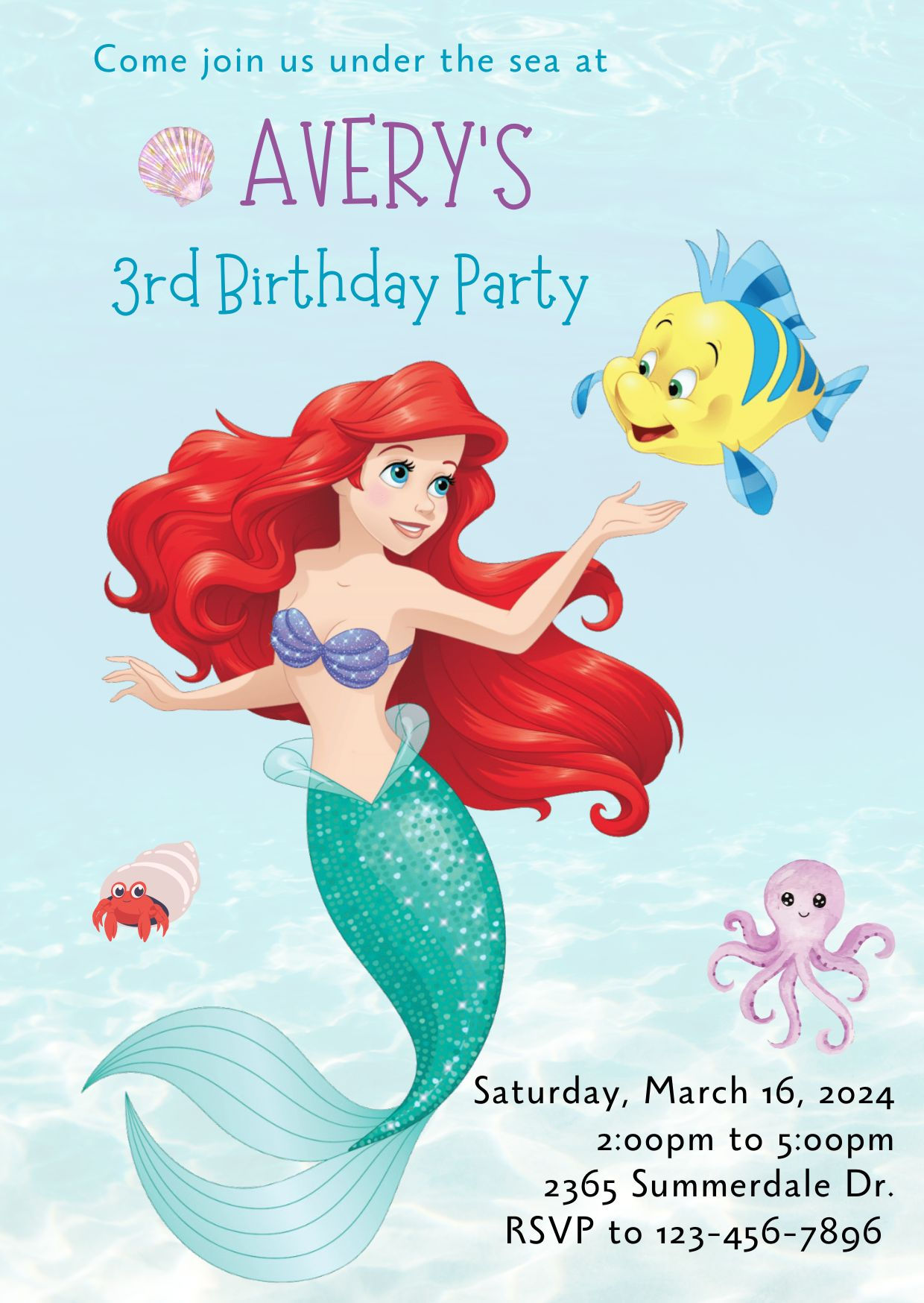 Princes Birthday Invitations & Posters | Little Mermaid | Frozen | Tangled