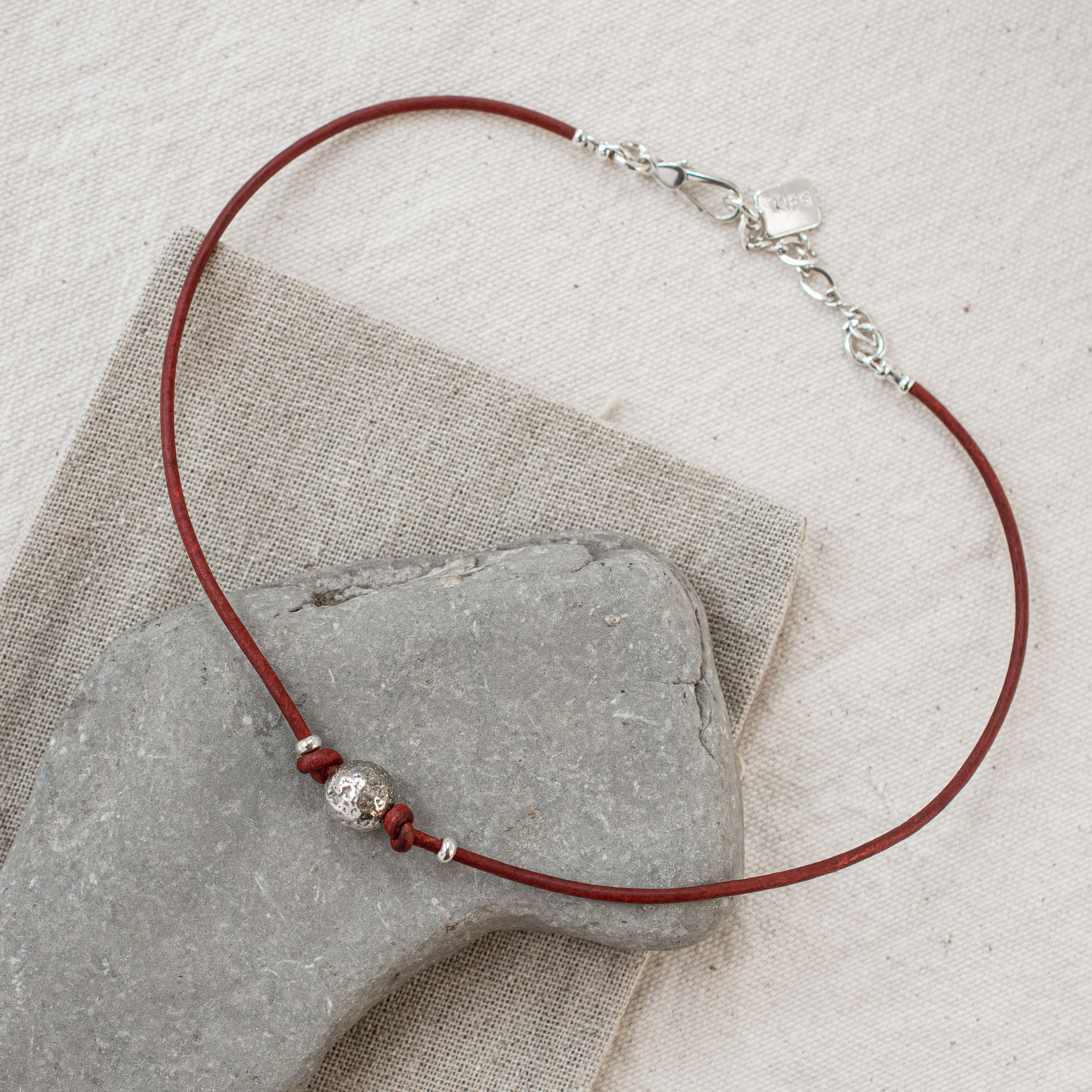 'Courage' Sterling Lava Bead Choker | Sterling Silver