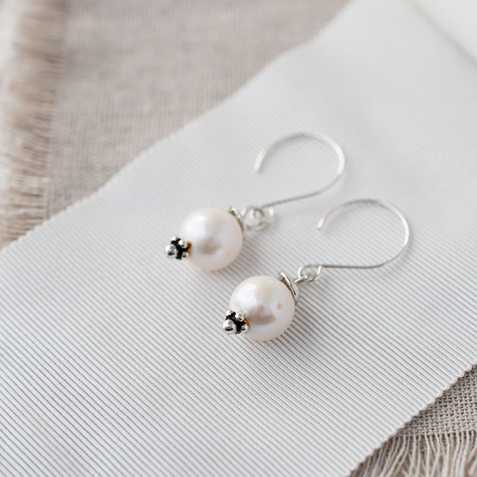 Thumbnail: 'Luna' Large Round Pearl Earrings | Sterling Silver