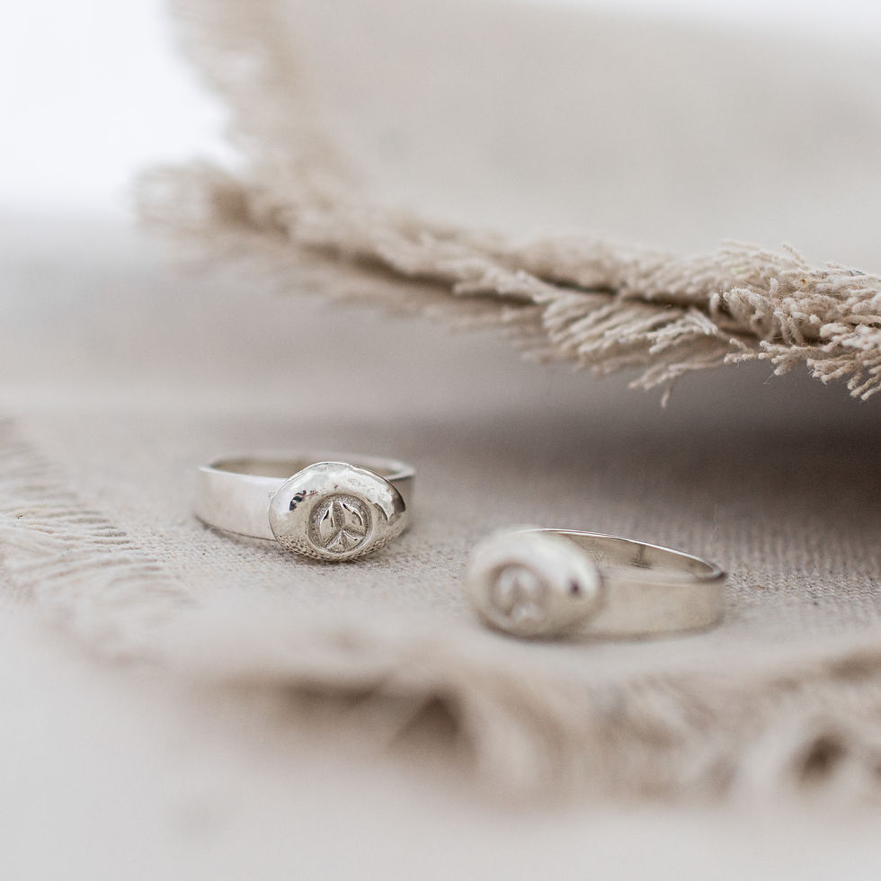Thumbnail: Flower Child Peace Pebble Ring | Sterling Silver