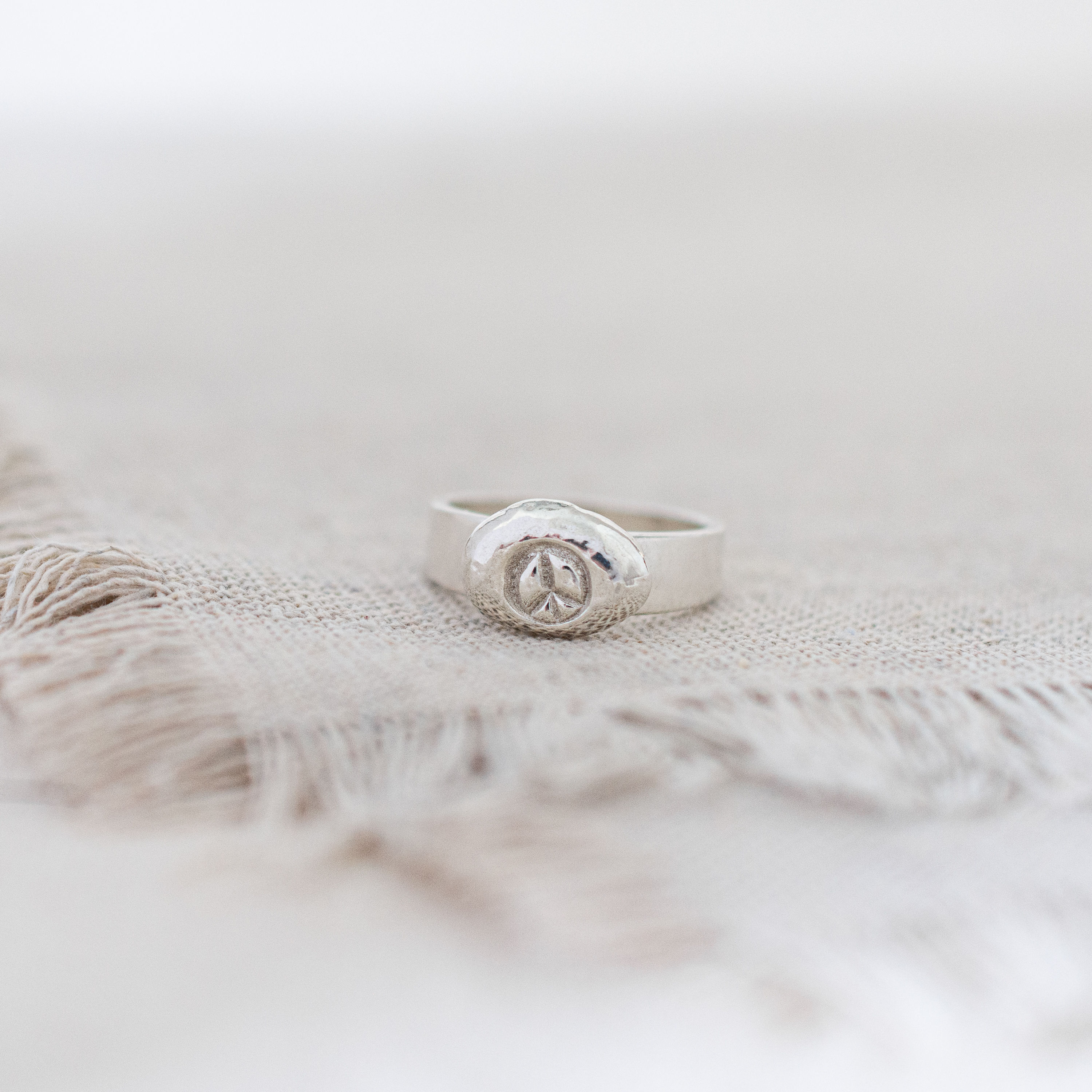 Flower Child Peace Pebble Ring | Sterling Silver