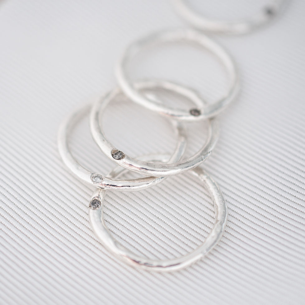 Thumbnail: Molten Stacking Ring with Diamond | Sterling Silver