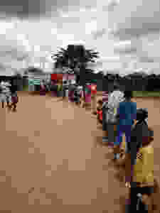 So many people in line for rabies vaccination for their dogs