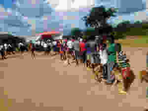 A long line to get rabies vaccination