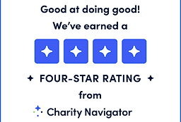 Charity Navigator four star badge rating for Animal-Kind International for rescue protection care and welfare around the world.