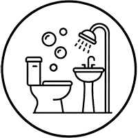 Icon representing thorough bathroom cleaning and sanitization services