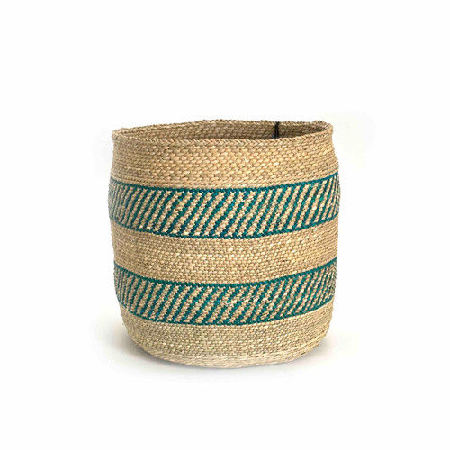 Thumbnail: African Turquoise Striped Storage Basket
