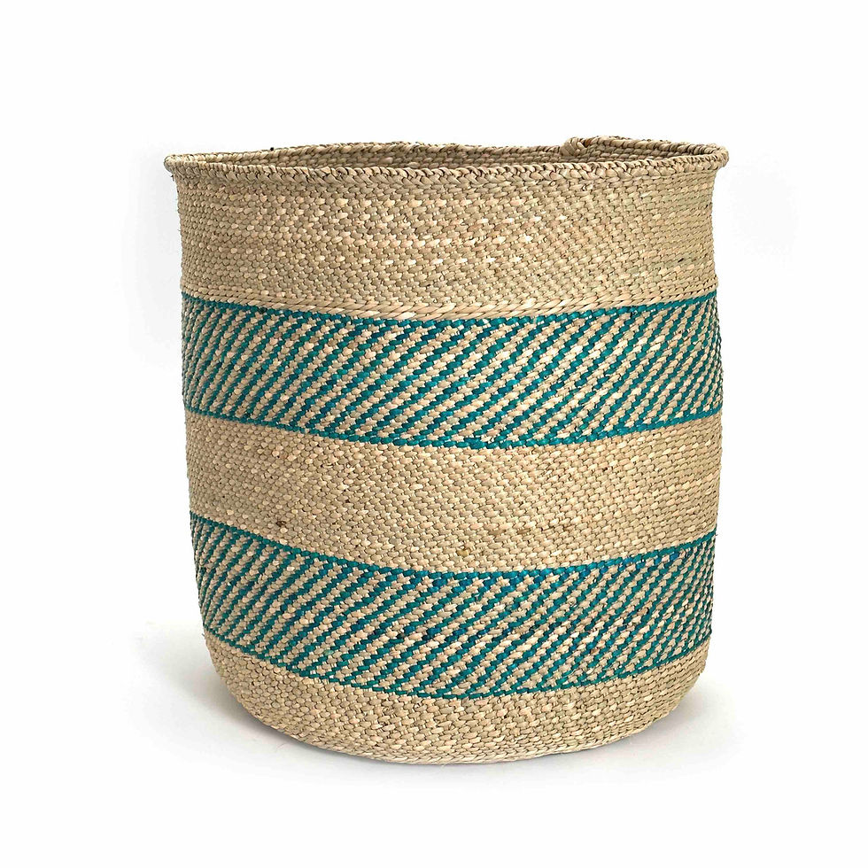 Thumbnail: African Turquoise Striped Storage Basket