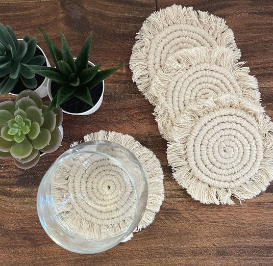 Thumbnail: Bohemian Natural Macrame Coasters - Set of 4