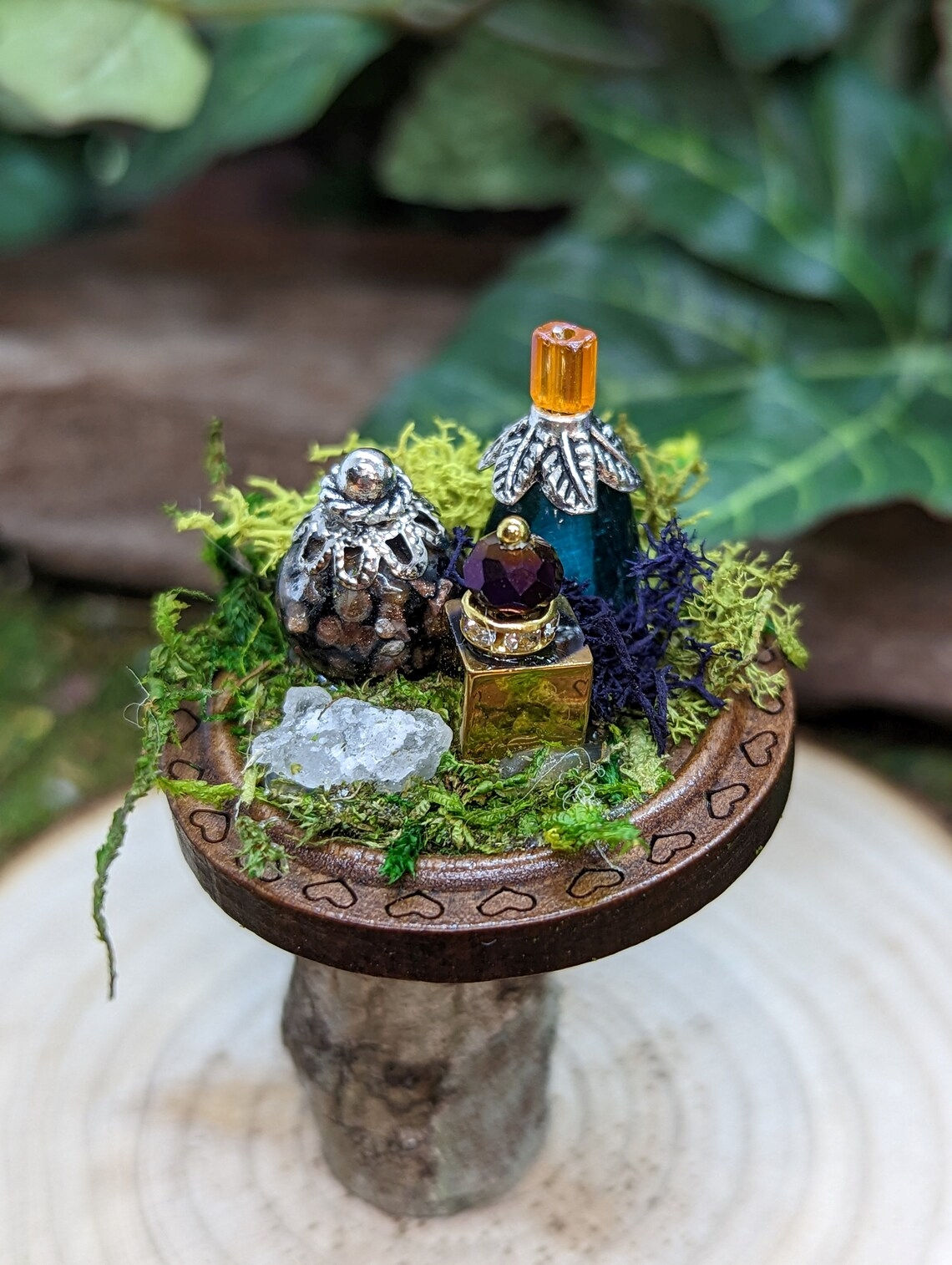 Fairy Table with Potion Bottles - Fairy House Furniture Accessory