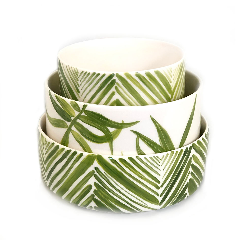 Thumbnail: Green Leaves Large Serving Bowl