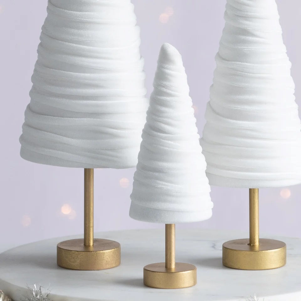 Thumbnail: Set of 3 White Velvet Trees on Pedestal