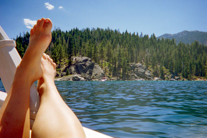 Wake Surfing in Lake Tahoe, California, 