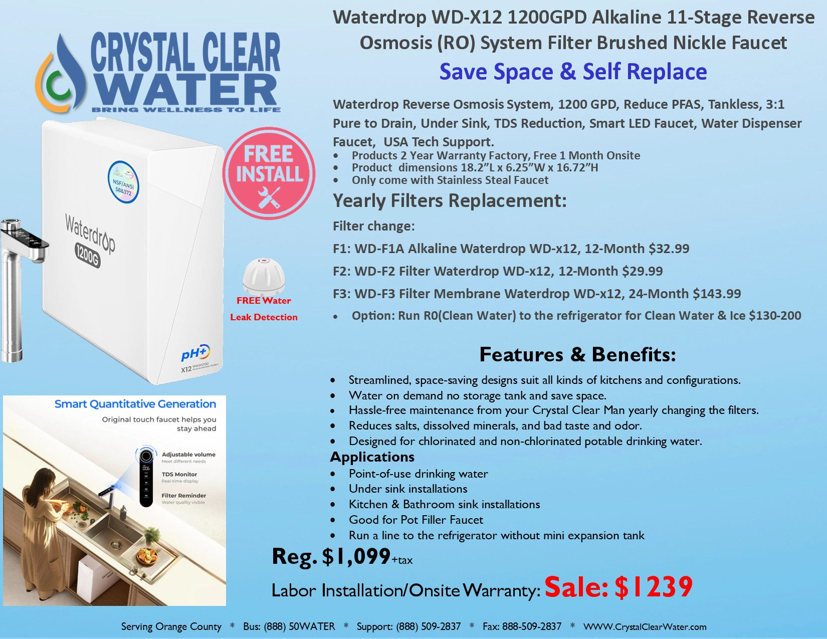 Waterdrop x12 Alkaline 11-Stage Reverse Osmosis (RO) System Filter