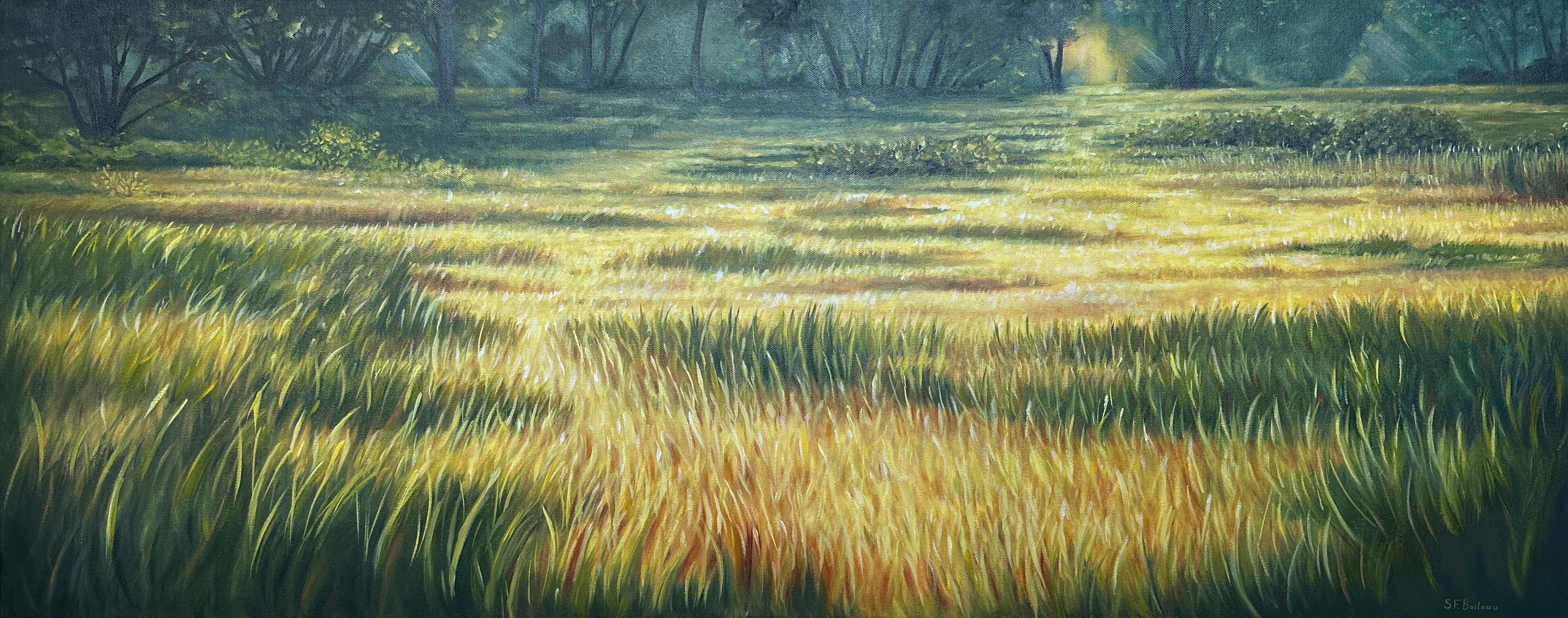 “Shimmering Glade” 16”x40” Original Oil Painting