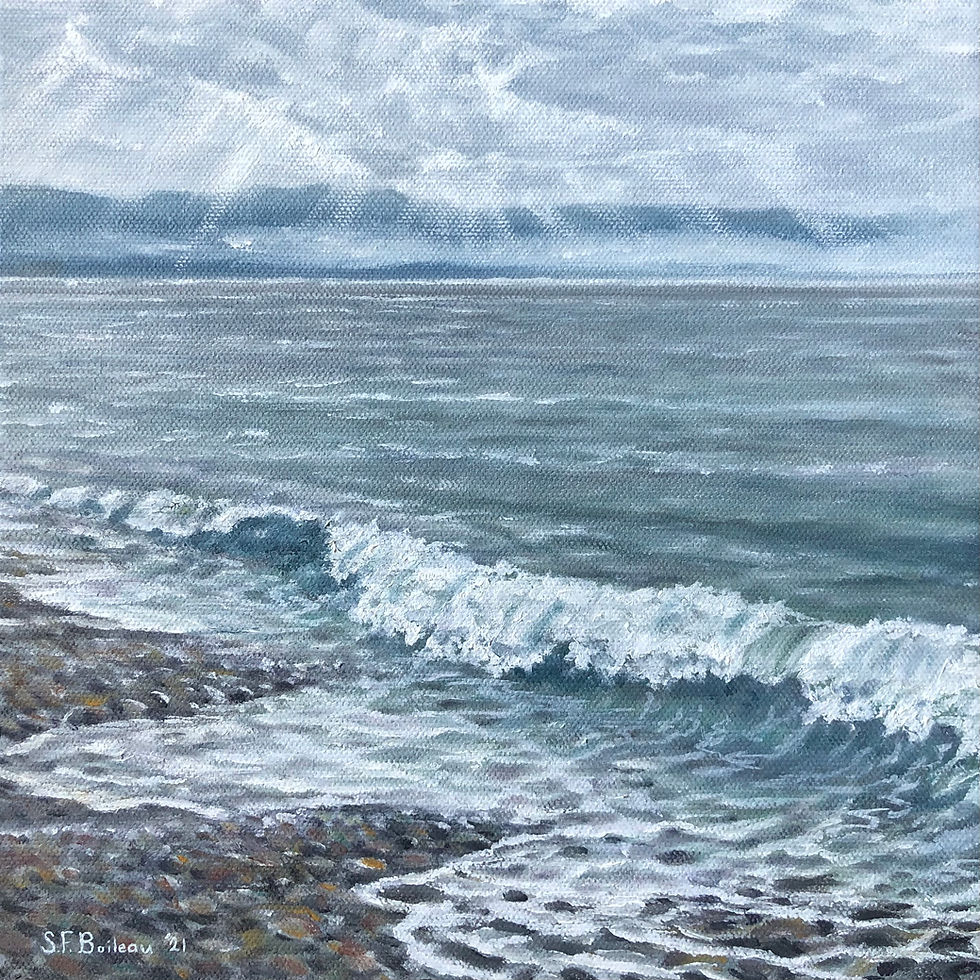 "French Beach Waves" 10"x10" Original Oil Painting