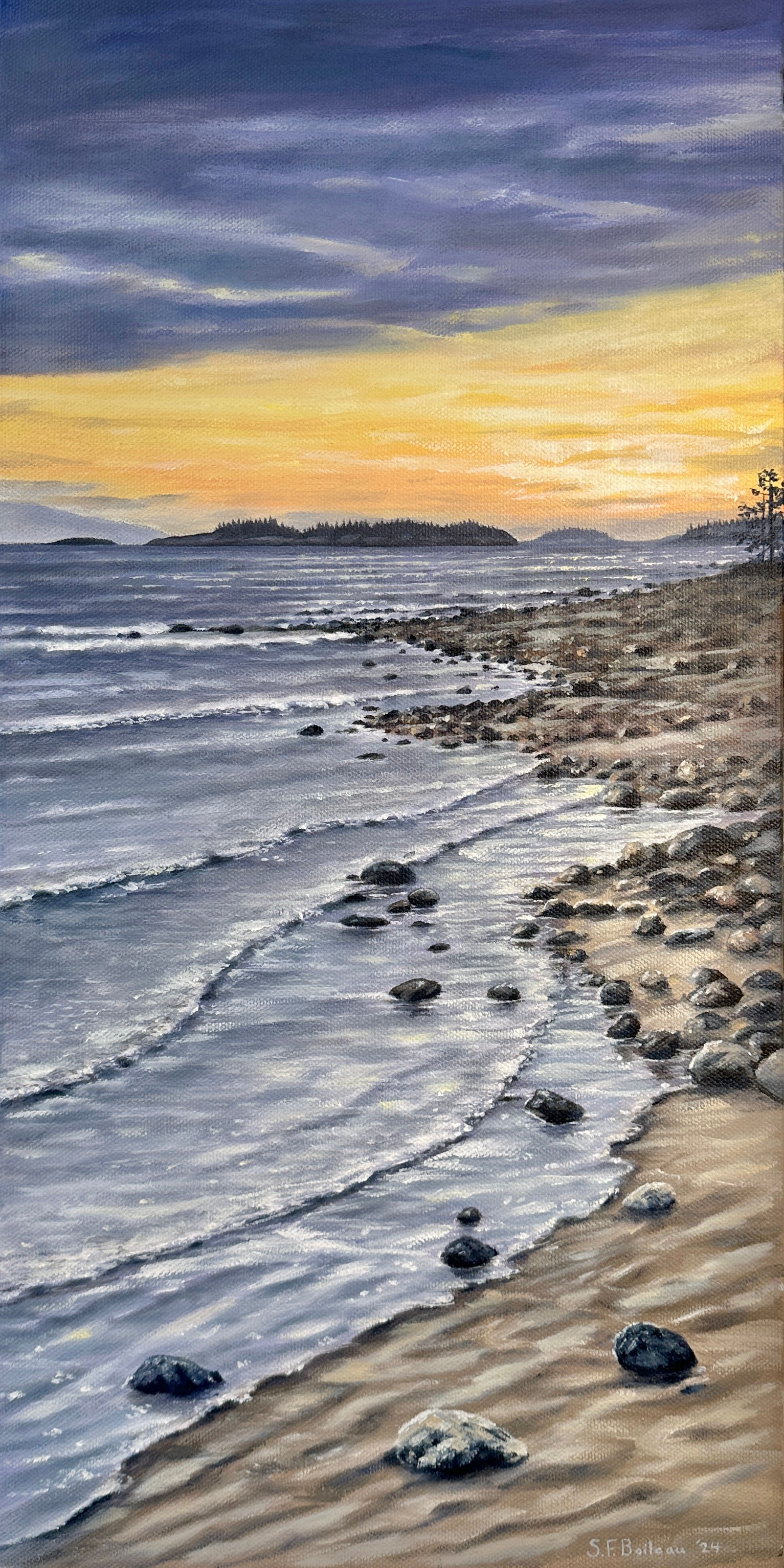 “Rathtrevor Sunrise” 20”x10” Original Oil Painting