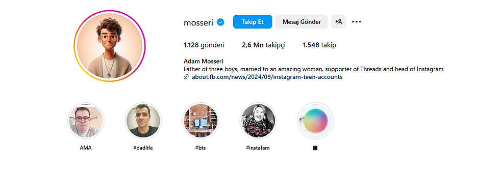 Adam Mosseri'nin Instagram hesabı