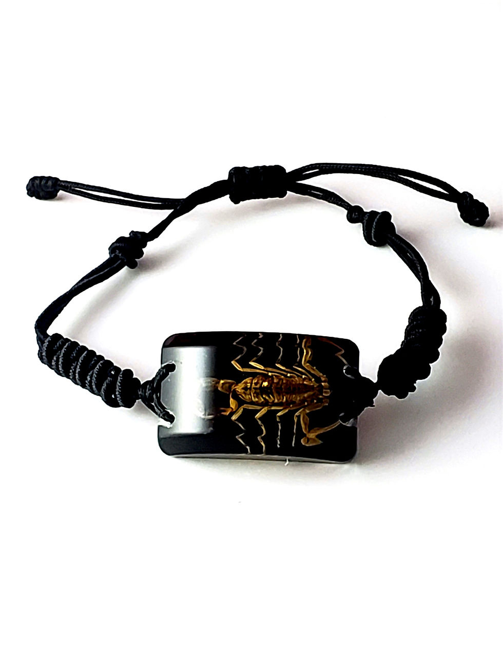 Black Square Bracelet - Gold Scorpion