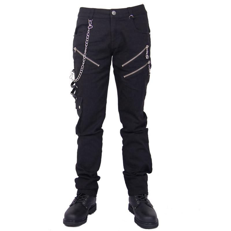 Men’s Punk Trousers With Metal Chain