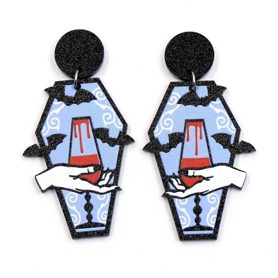 Miniature : Blood Wine Coffin Earrings