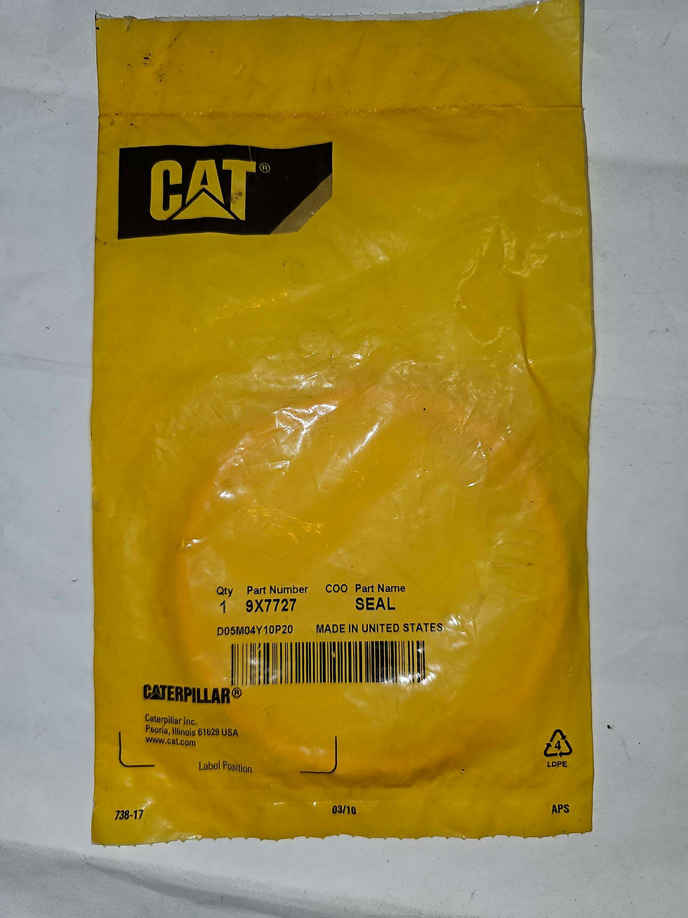 9X-7727 Seal O-Ring Caterpillar CAT 9X7727 View
