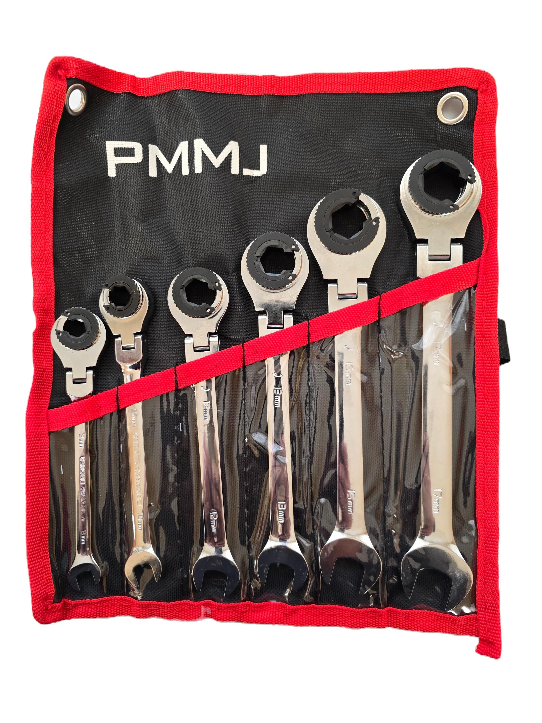 PMMJ817 | 6pc Open Flexible Head Line - Metric Ratchet Wrench Set View