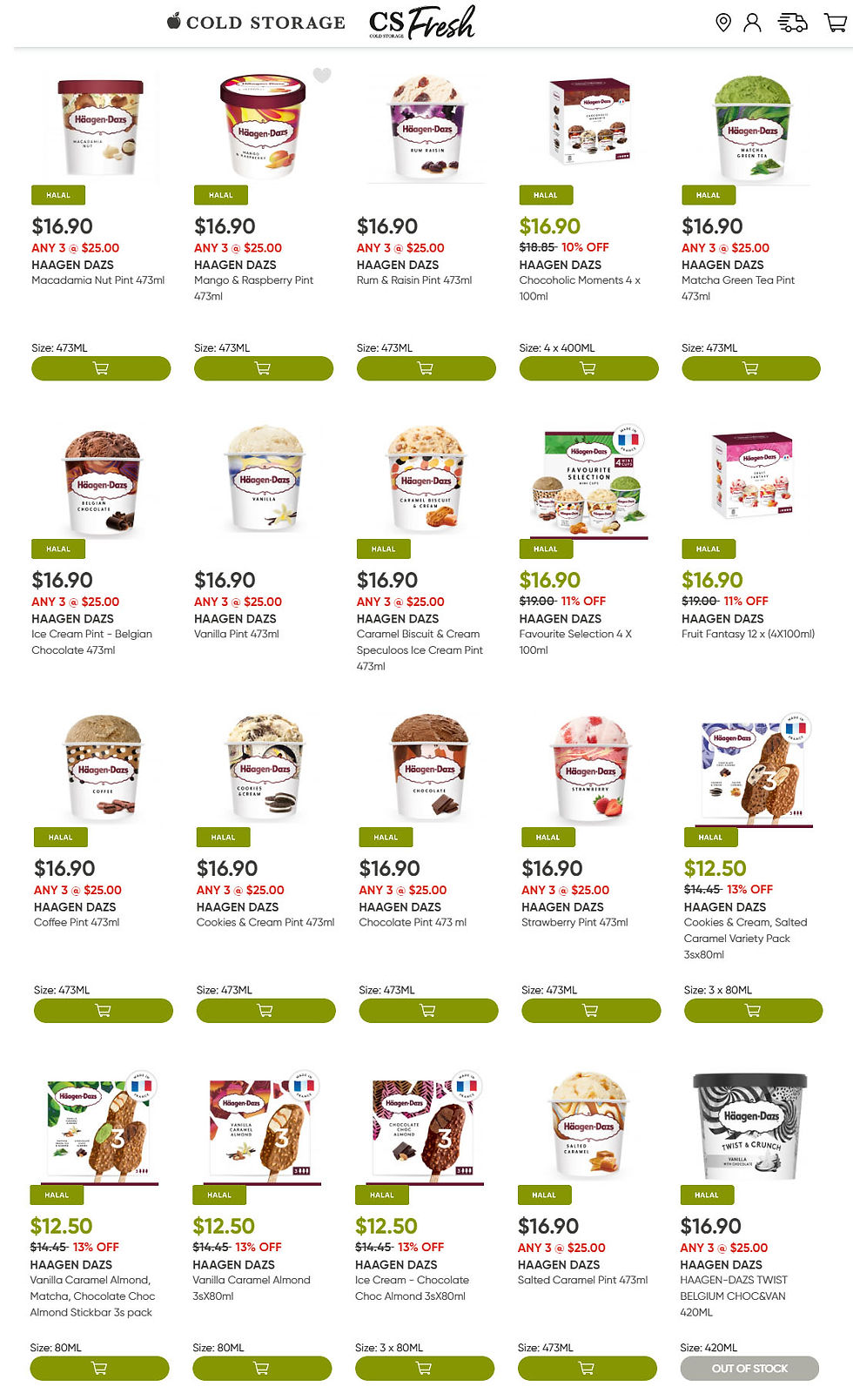Häagen-Dazs ice cream tubs on sale