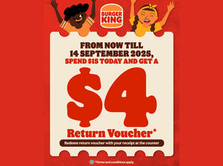 Burger King: $4 Return Voucher with Every $15 Spent