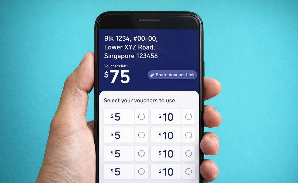 hand holding mobile device with cdc vouchers