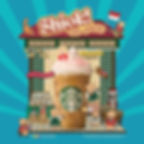 Cartoon bears with Singapore flag and Frappuccino against teal backdrop. Text: Shiok! Ah-ccino, Yuan Yang Coffee, Proudly Made in SG.