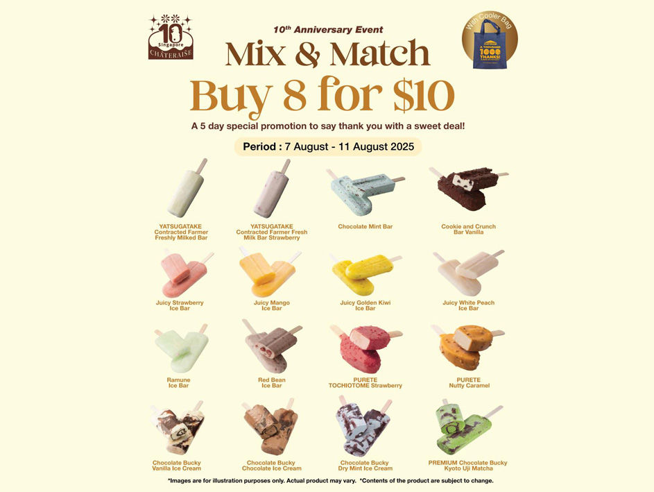 Celebrate Chateraise's Anniversary with 8 Ice Creams for $10