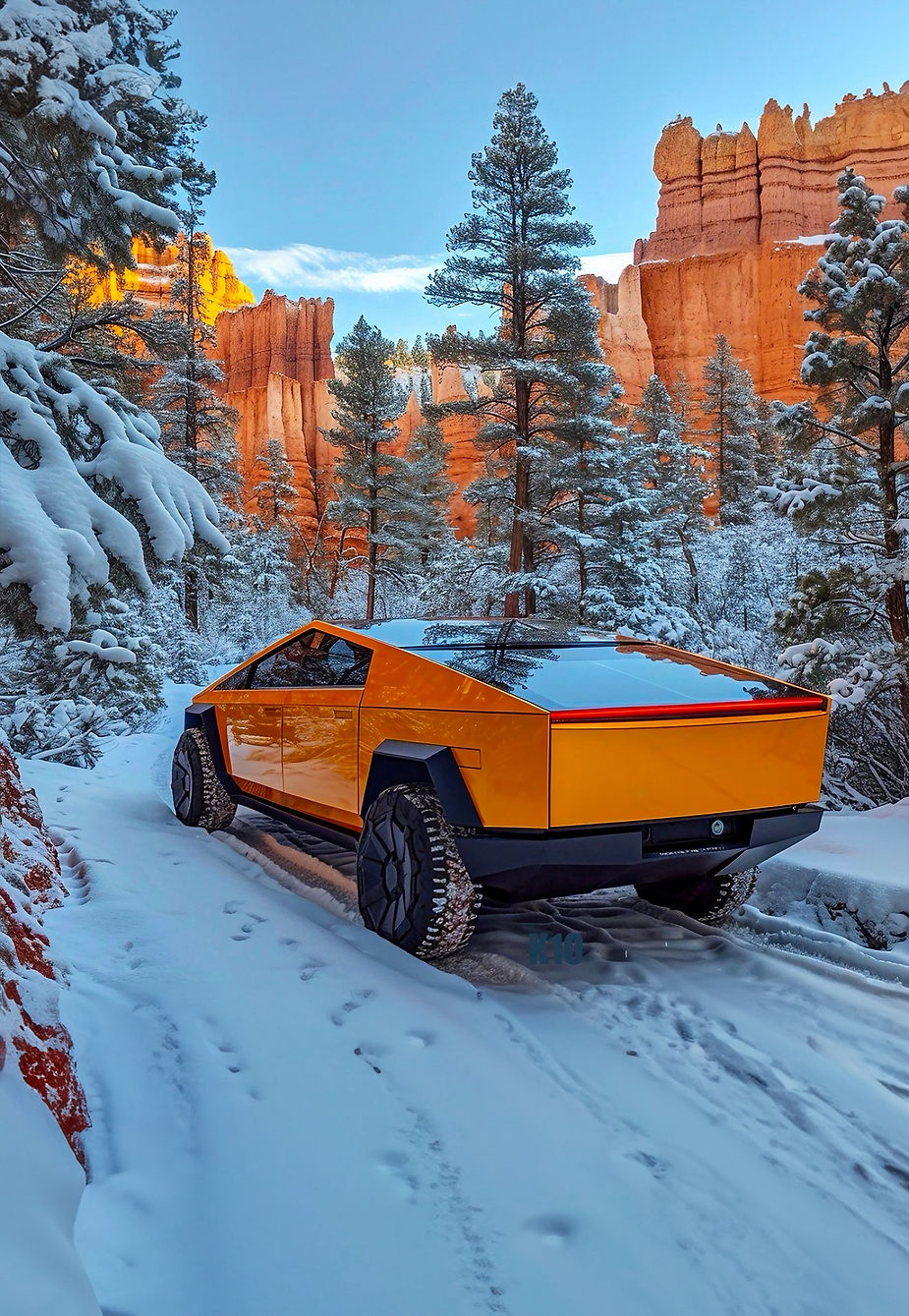 Cybertruck in wrapping Arancione