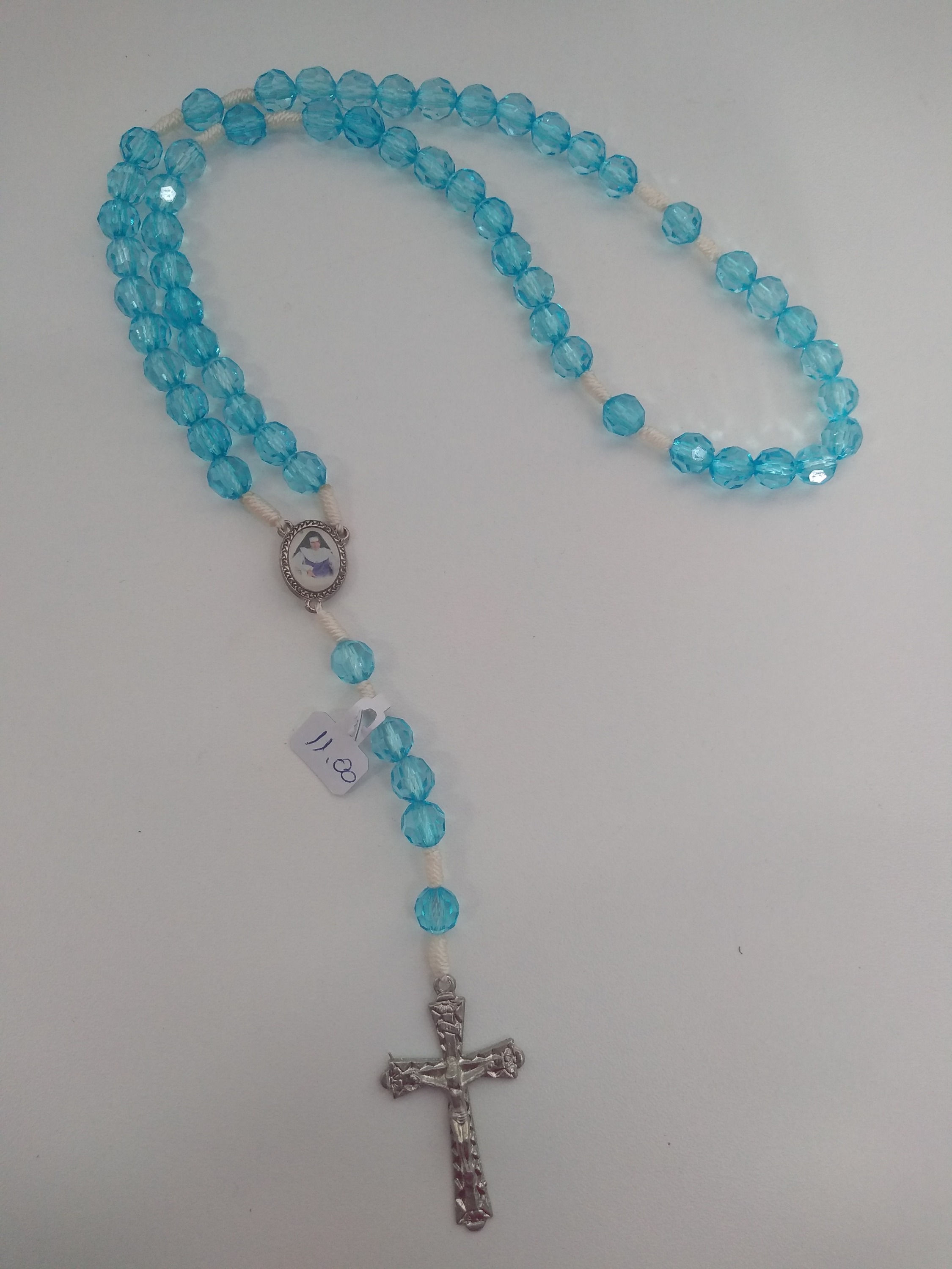 Terço Azul Cristal Santa Dulce