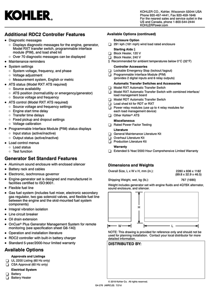Kohler 48RCLB generator, a premium standby power solution, featured in Ontivity’s advanced energy infrastructure for seamless