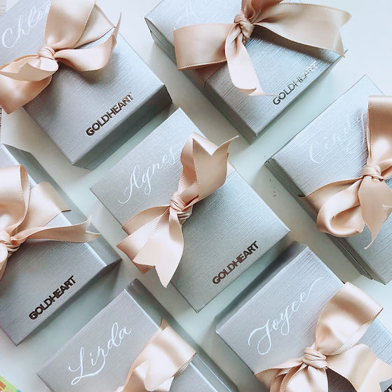 Calligraphy on Goldheart Jewellery Gift Boxes