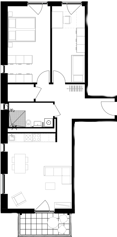 Grundriss einer 3 Zimmer-Wohnung mit ca. 82 m²