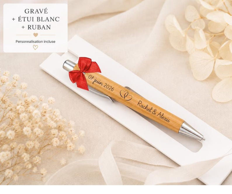 Miniature : Stylo bambou personnalisé – détail de la gravure
