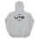 Thumbnail: Back of Grey WTS Hoodie Sweatshirt | WTS Drums Merch | Welch Tuning Systems, Inc.
