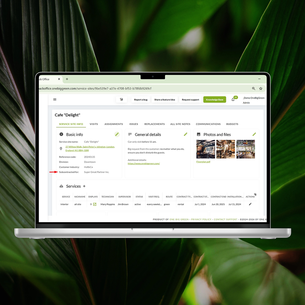 Add information about who you’re subcontracting for and easily identify those sites in the Service Site list
