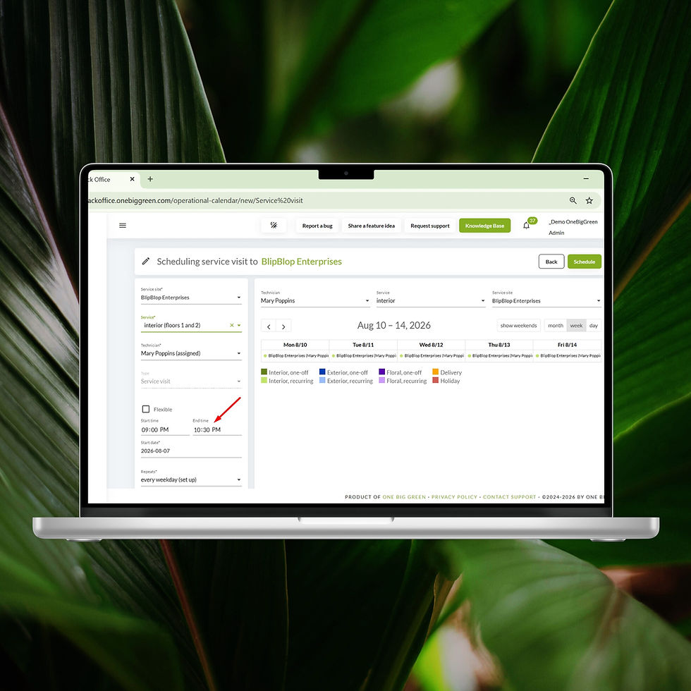 Easier time window entry when scheduling the visits